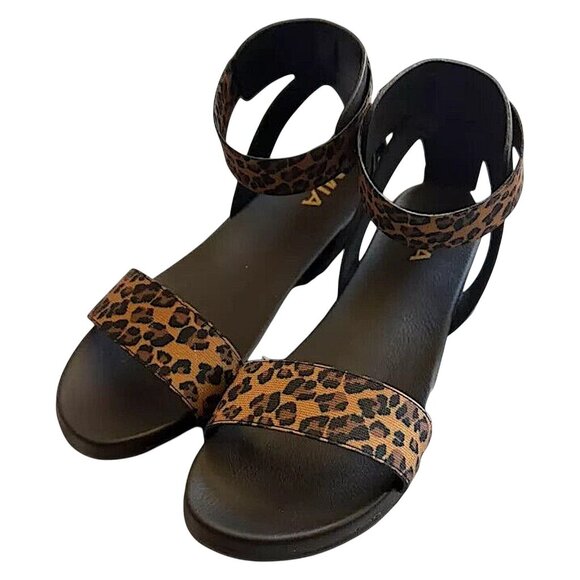 MIA Womens Leopard Print Sandals Open Toe Ankle Strap Size 7 Black/Brown Summer - Picture 5 of 7